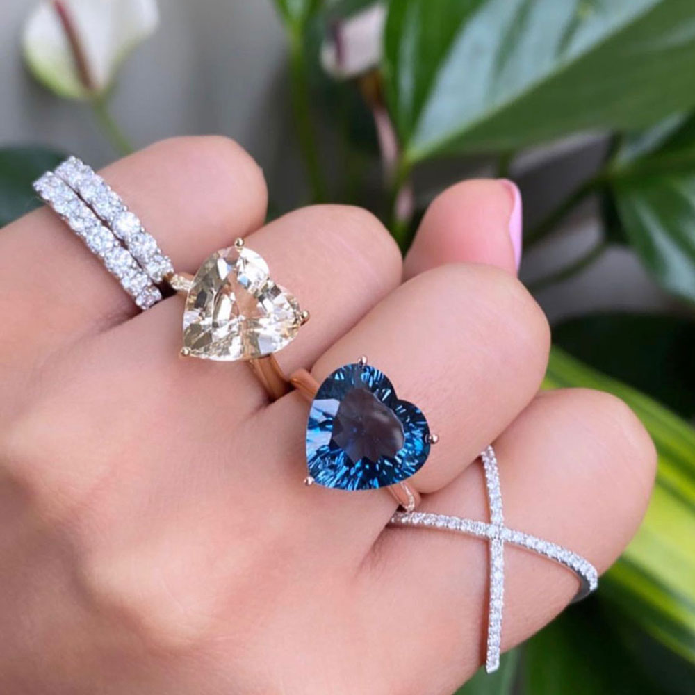 London Blue Topaz Heart Shaped Cocktail Ring | Temple & Grace UK