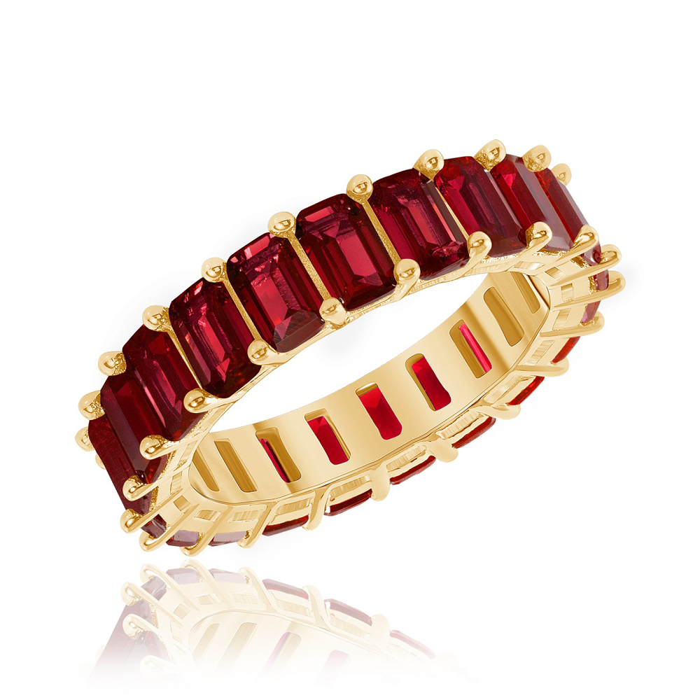 Emerald cut ruby eternity ring | Temple & Grace UK