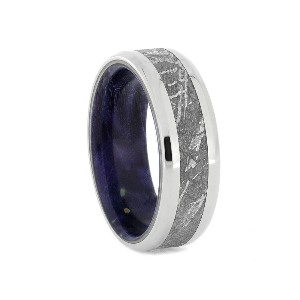 Mens wedding band on sale meteorite